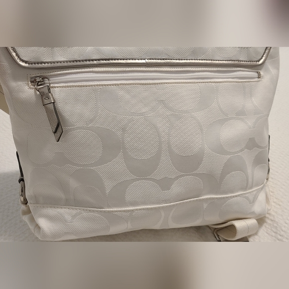 Coach Kyra Signature Messenger Bag White and Silver - Picture 2 of 15